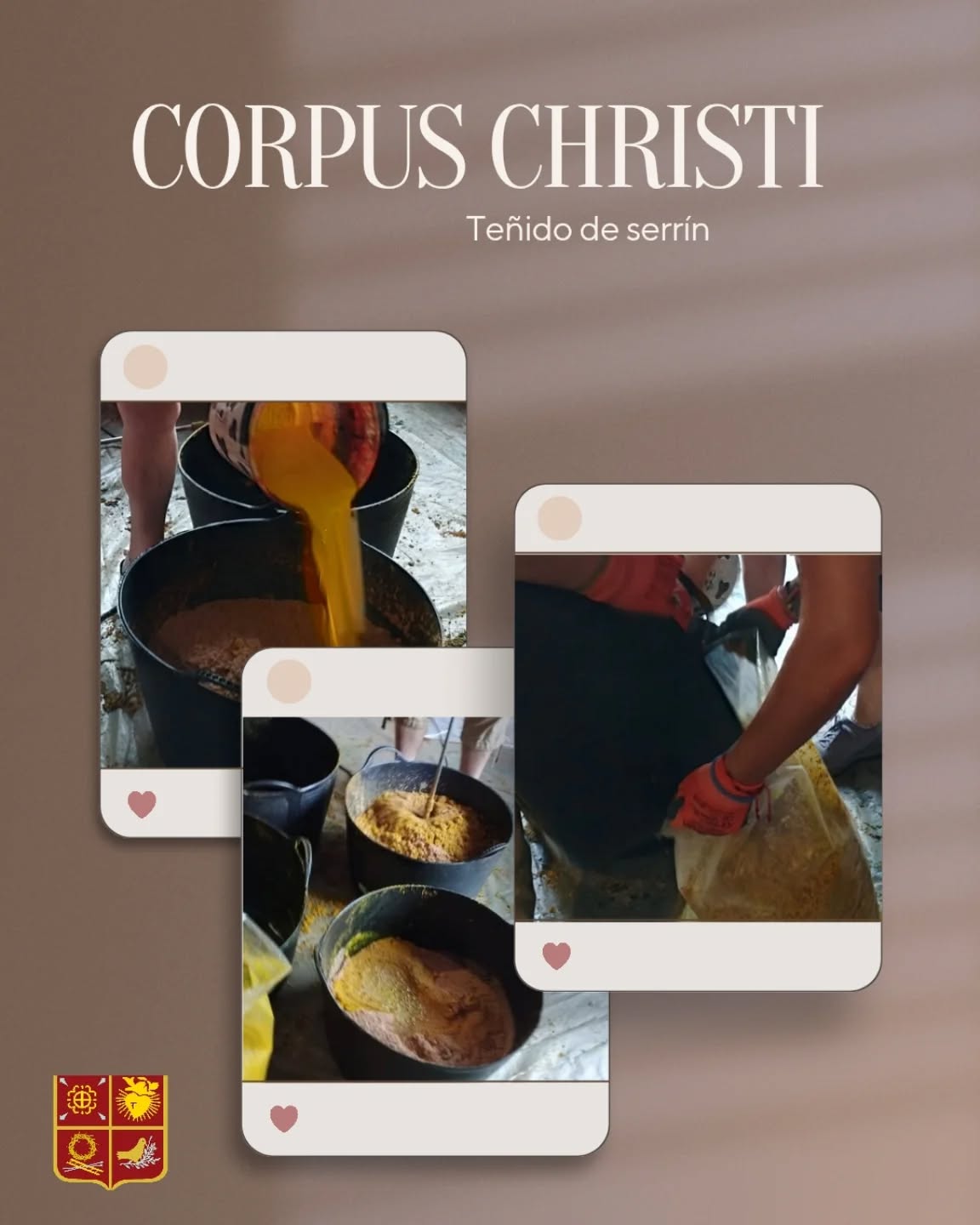 En la tarde de ayer se preparó el material para la alfombra que nuestra Hermandad realiza para la festividad del Corpus Christi